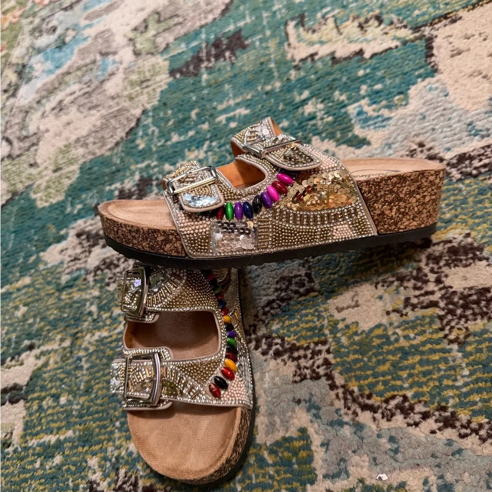 Atalina shimmer sequin sandal size 6 worn once